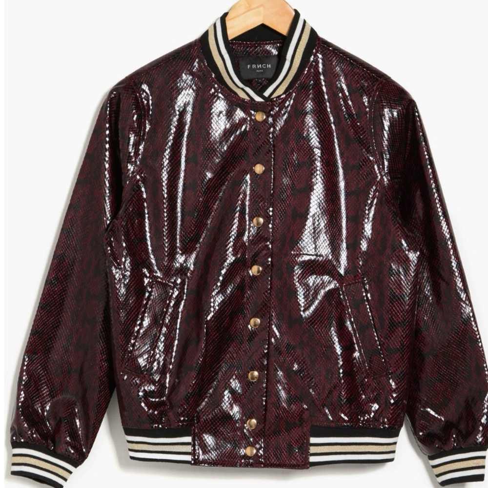Snakeprint Bomber Varsity Jacket